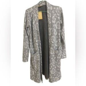 NWT Hybrid Company Rose Floral Maxi Cardigan - Size Medium shades of Gray
